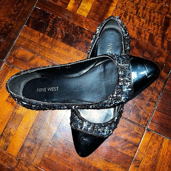 LAST CALL 3/$10 Nine West Sabineo Flats Black & Blue Size 7 FINAL PRICE - Picture 3 of 10